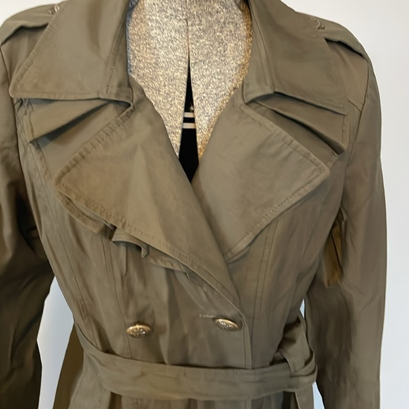 Army Green Dress Trench Express Size Medium - Picture 2 of 7